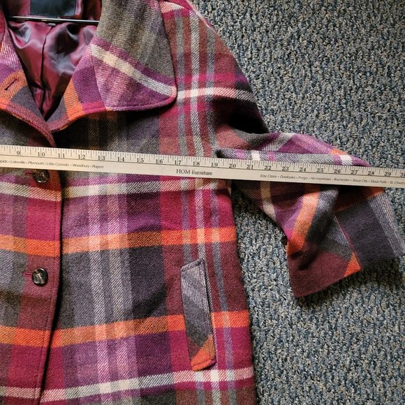NWOT Stunning Talbots Fall Colors Orange Green Pink Plaid Jacket Size 12 - Picture 12 of 13